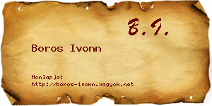 Boros Ivonn névjegykártya